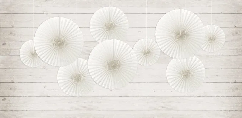 Off White Party Fans Decorations x 3