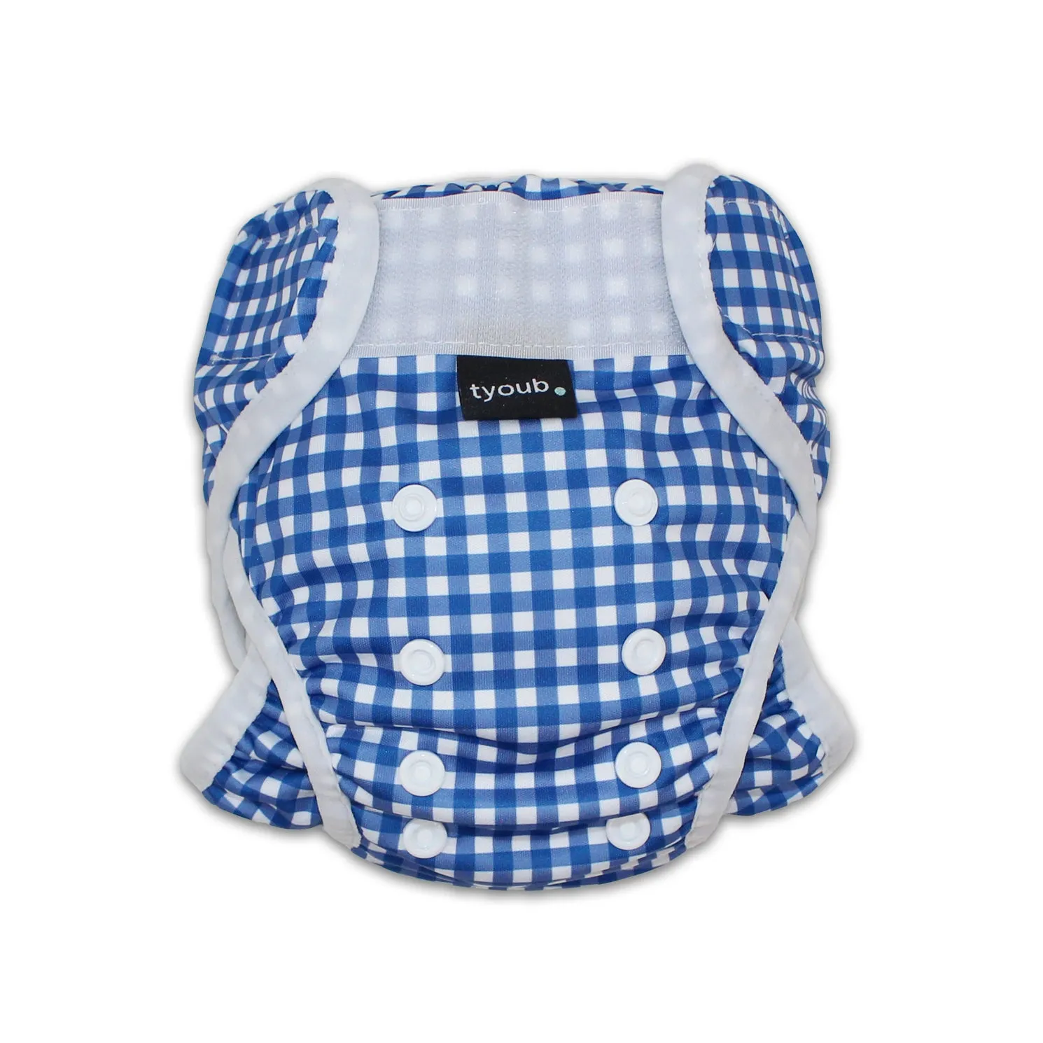 On The Go - Gift Set, Reusable Swim Nappy, Wet Bag and Baby Bib - Blue Check