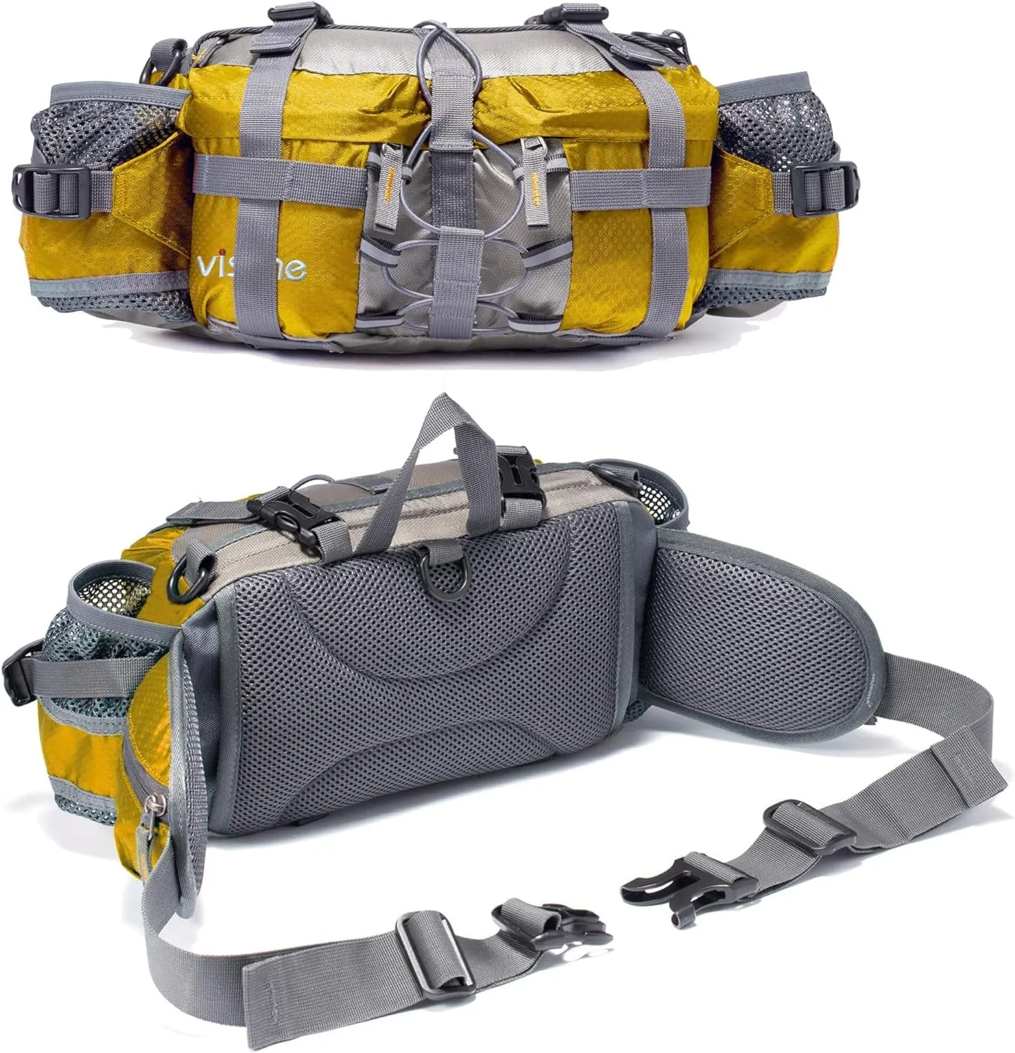 Outdoor Fanny Pack Hiking Fishing Waist Bag 2 Water Bottle Holder Lumbar Pack