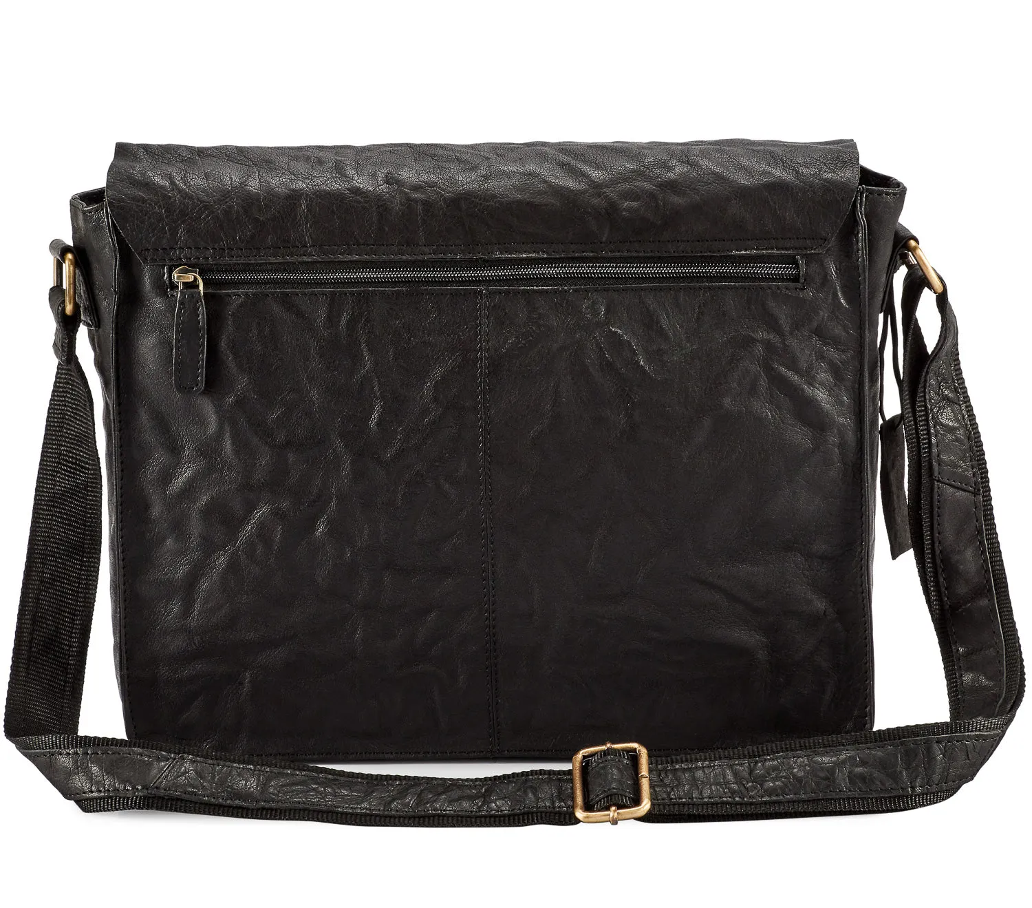 Pello Black washed leather man-bag  #UM103 - Large