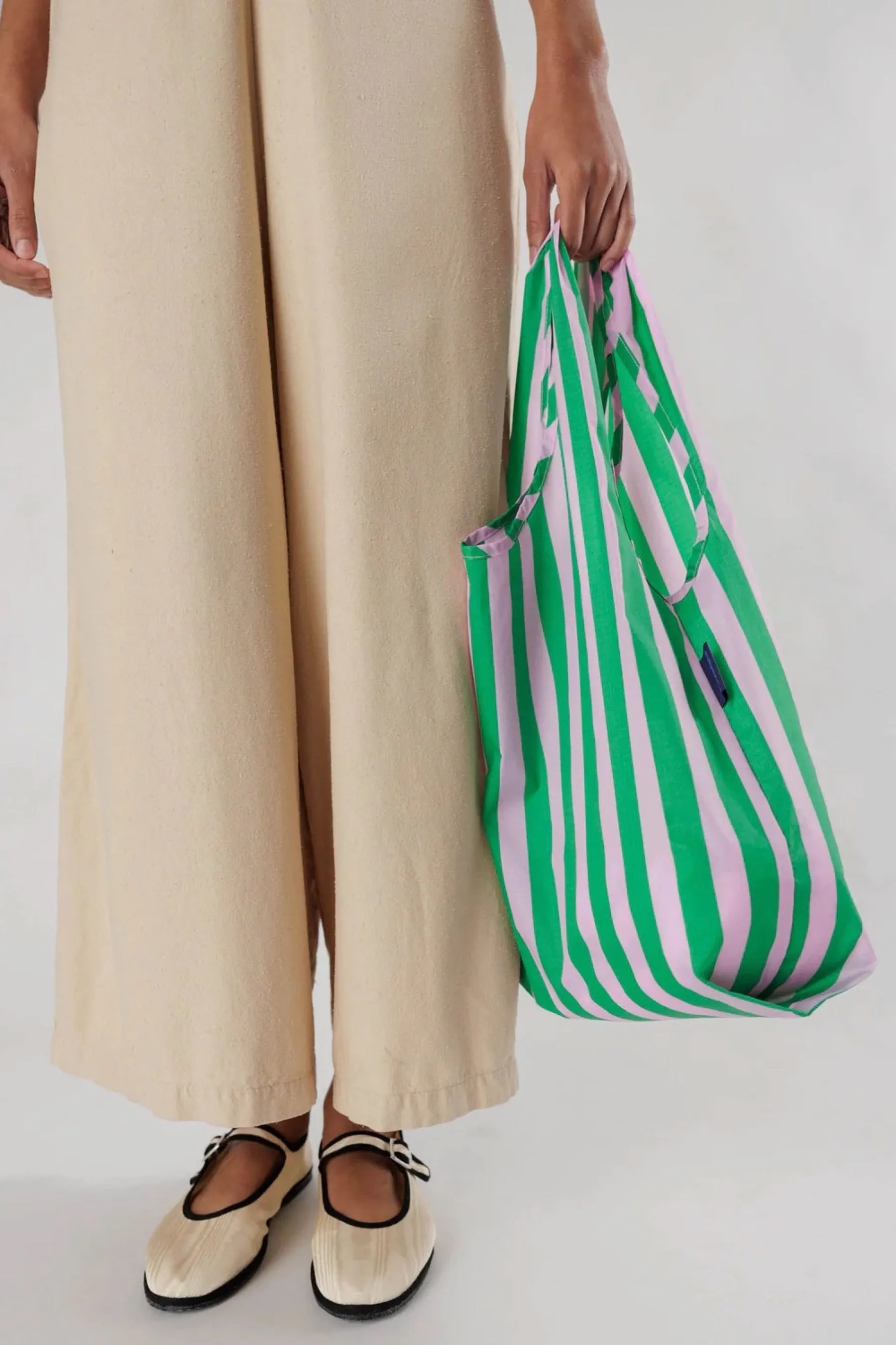 Pink   Green Awning Stripe Baggu