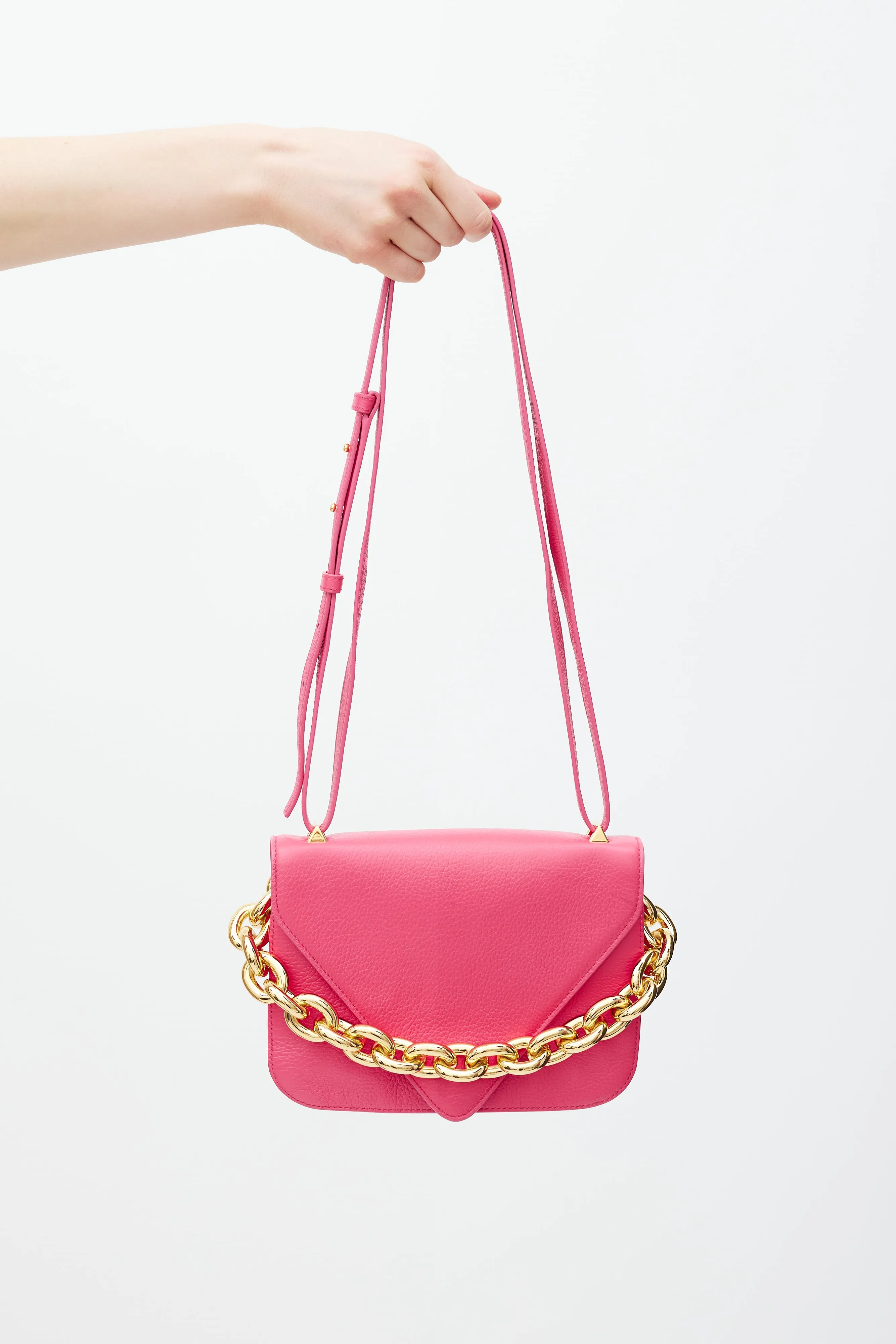 Pink Leather Mount Envelope Bag