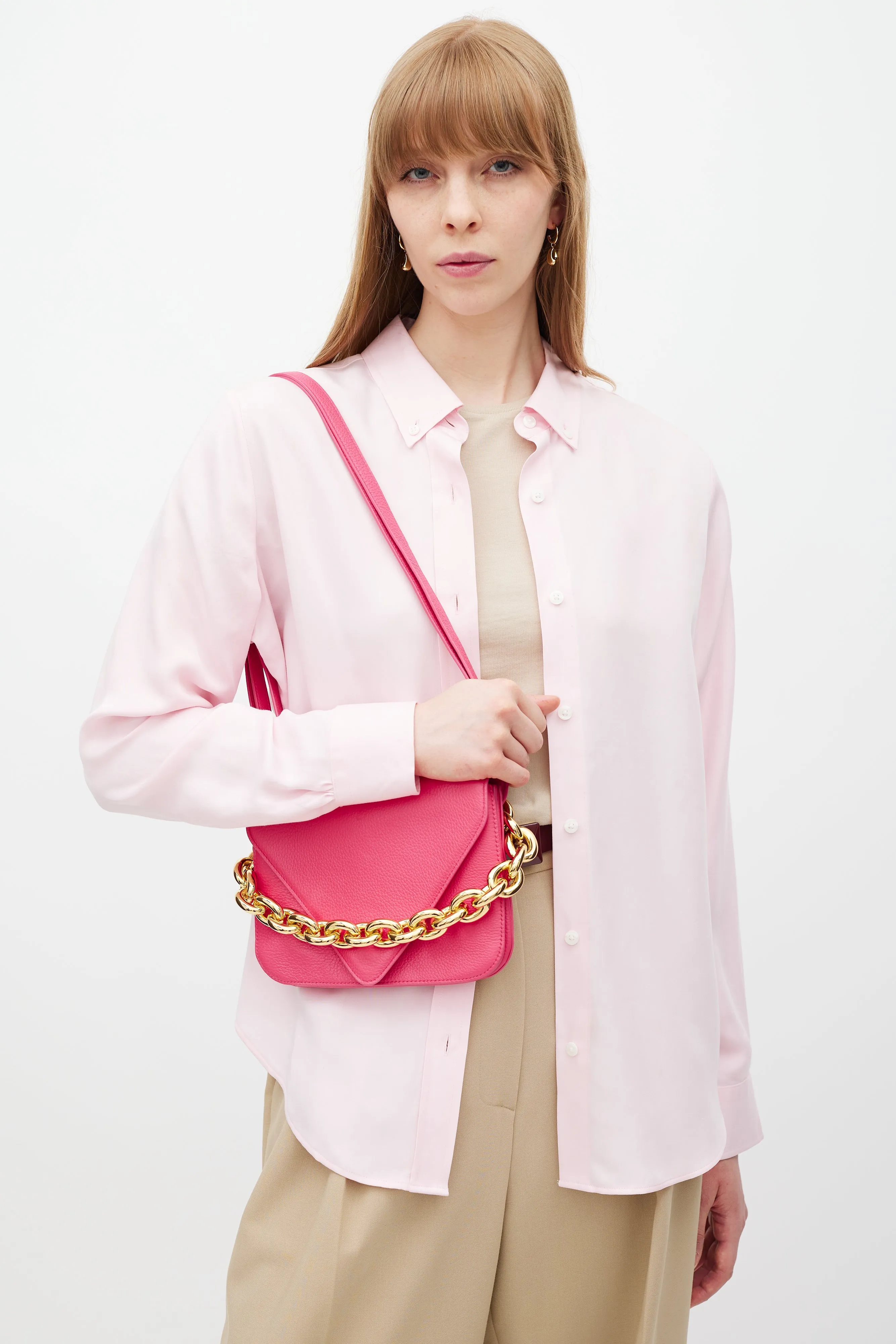 Pink Leather Mount Envelope Bag