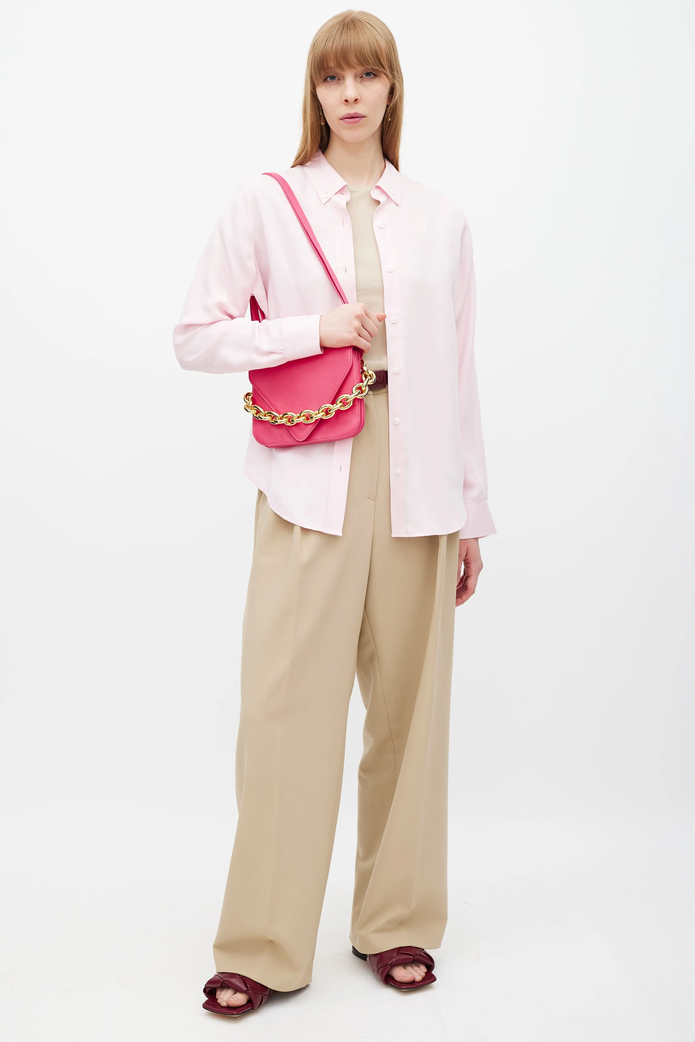 Pink Leather Mount Envelope Bag