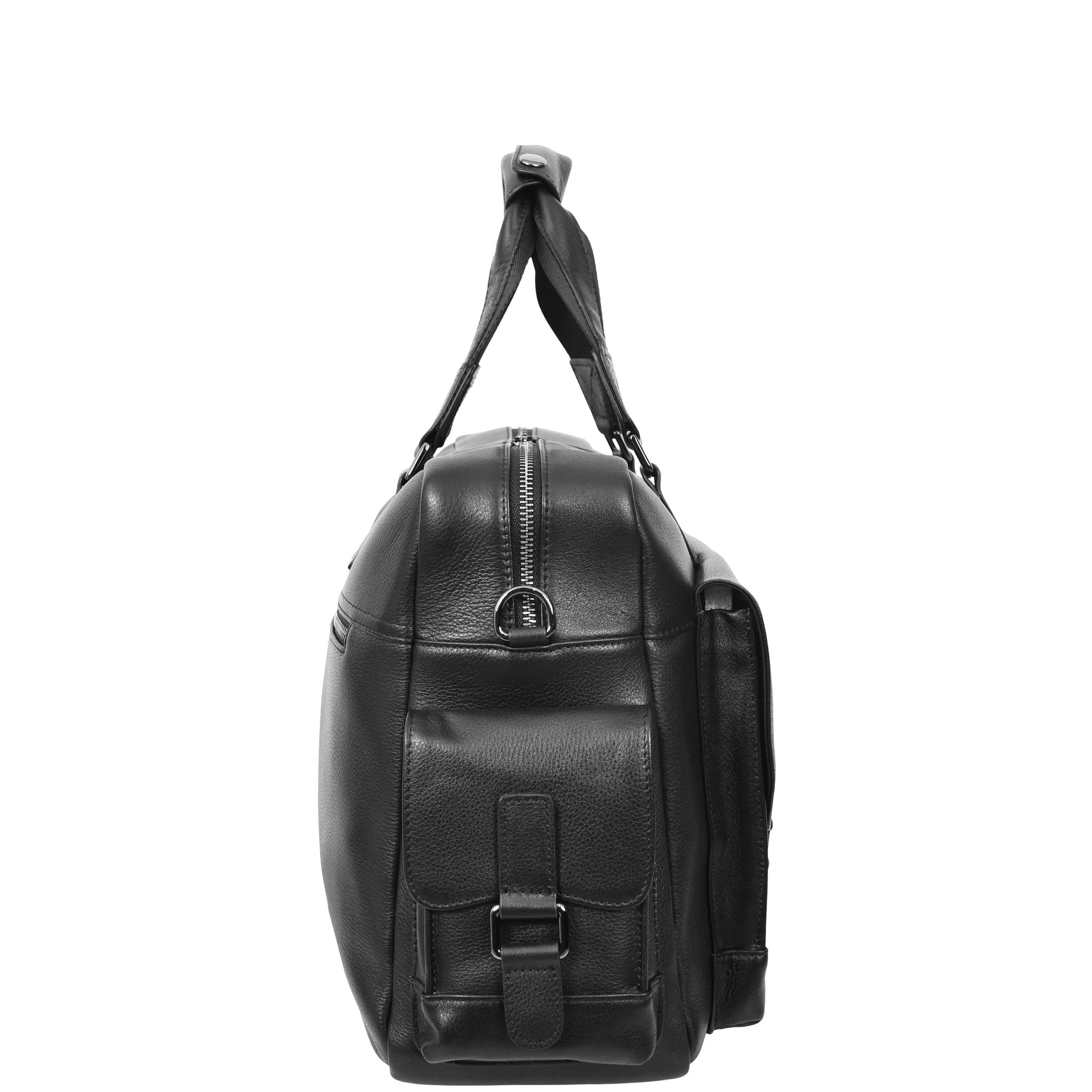 Real Leather Holdall Laptop Section Sports Weekend Travel Duffle Cabin Bag AL05 Black