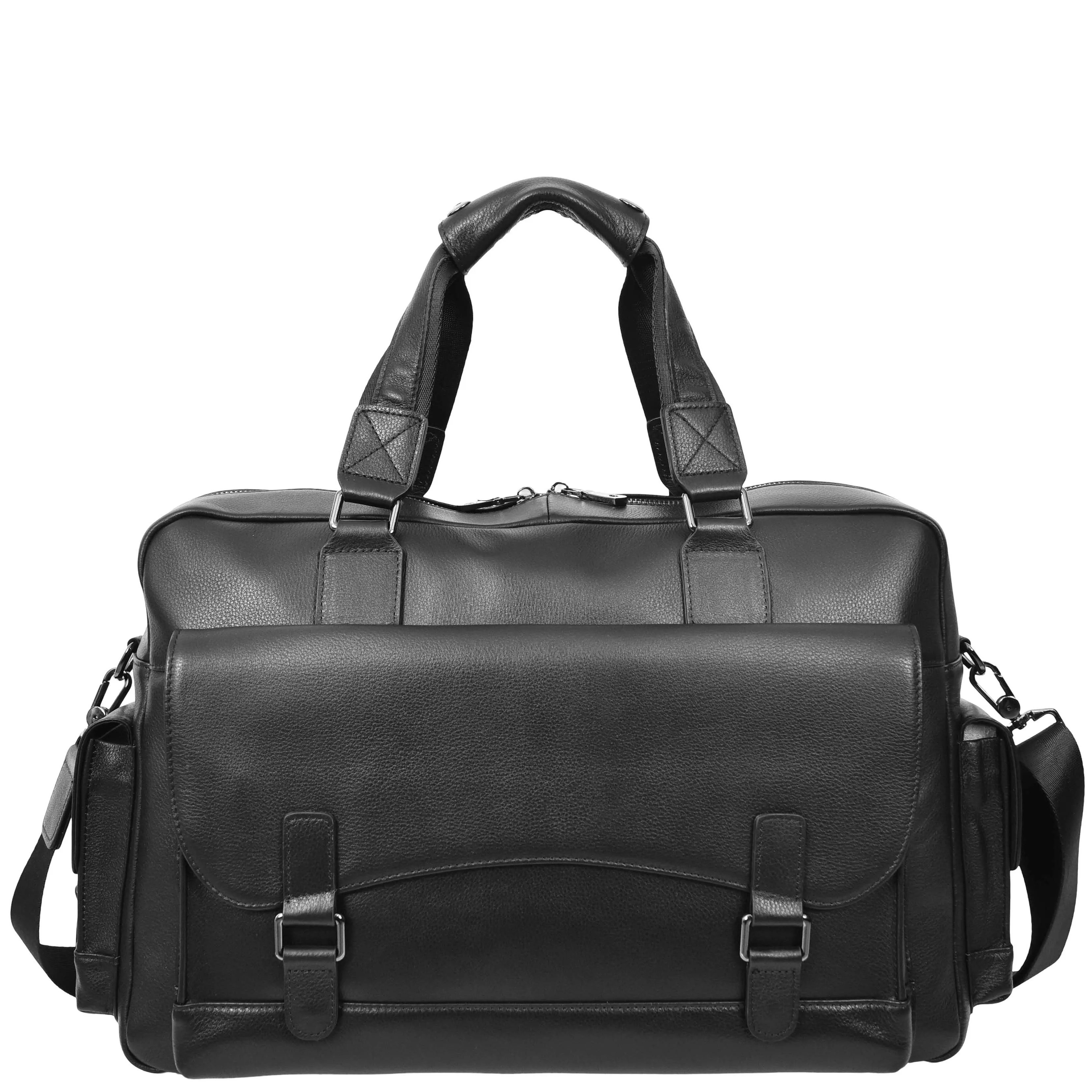 Real Leather Holdall Laptop Section Sports Weekend Travel Duffle Cabin Bag AL05 Black