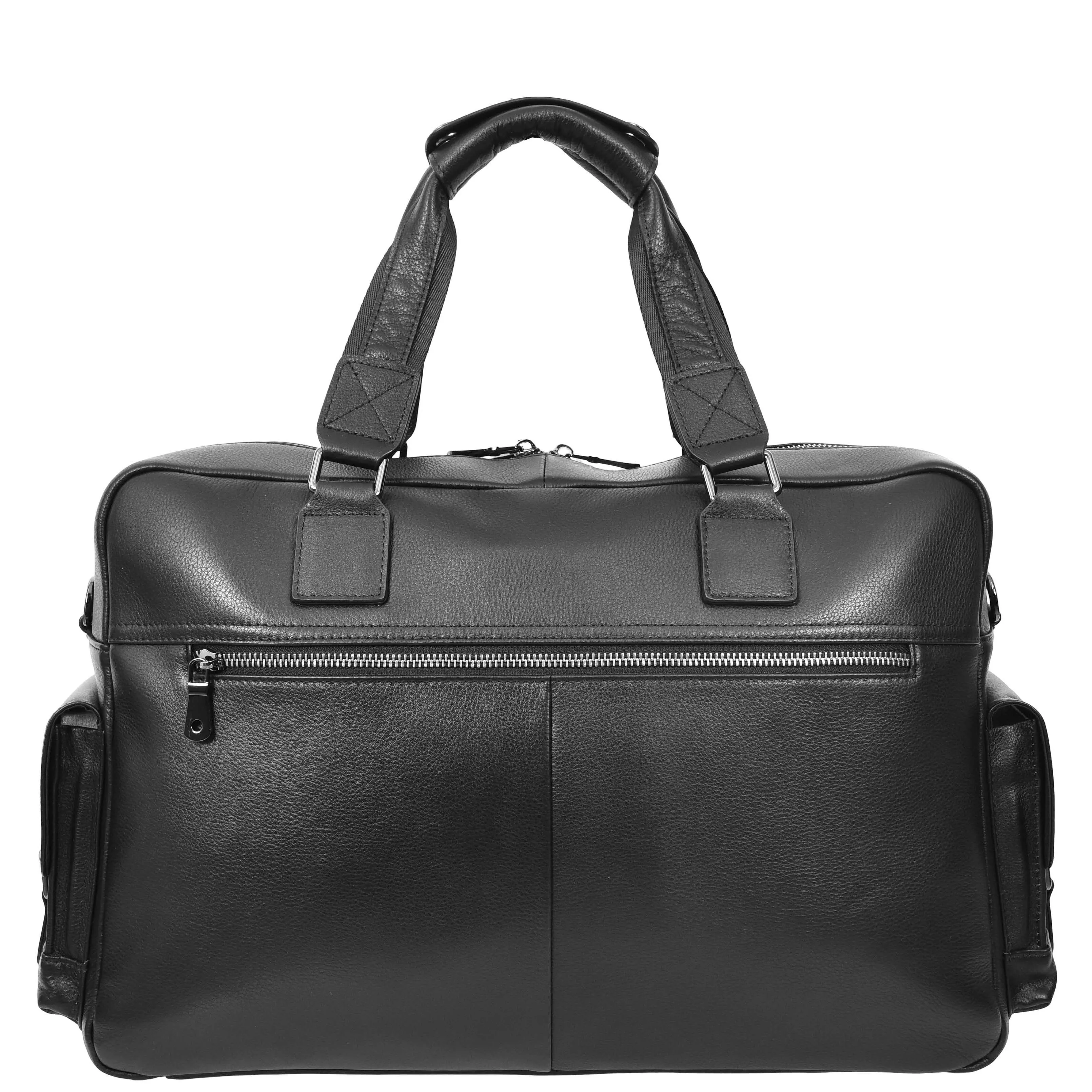 Real Leather Holdall Laptop Section Sports Weekend Travel Duffle Cabin Bag AL05 Black