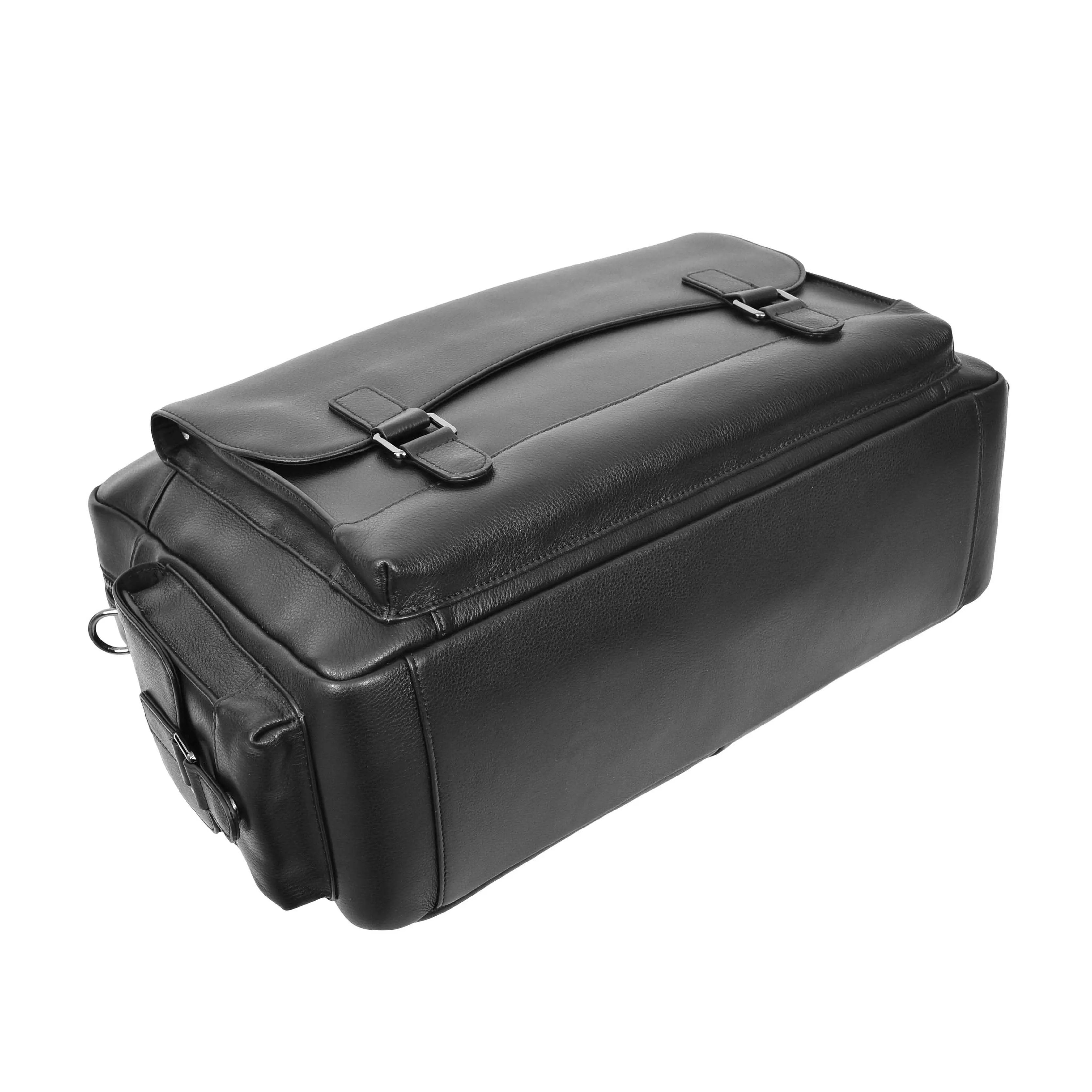 Real Leather Holdall Laptop Section Sports Weekend Travel Duffle Cabin Bag AL05 Black