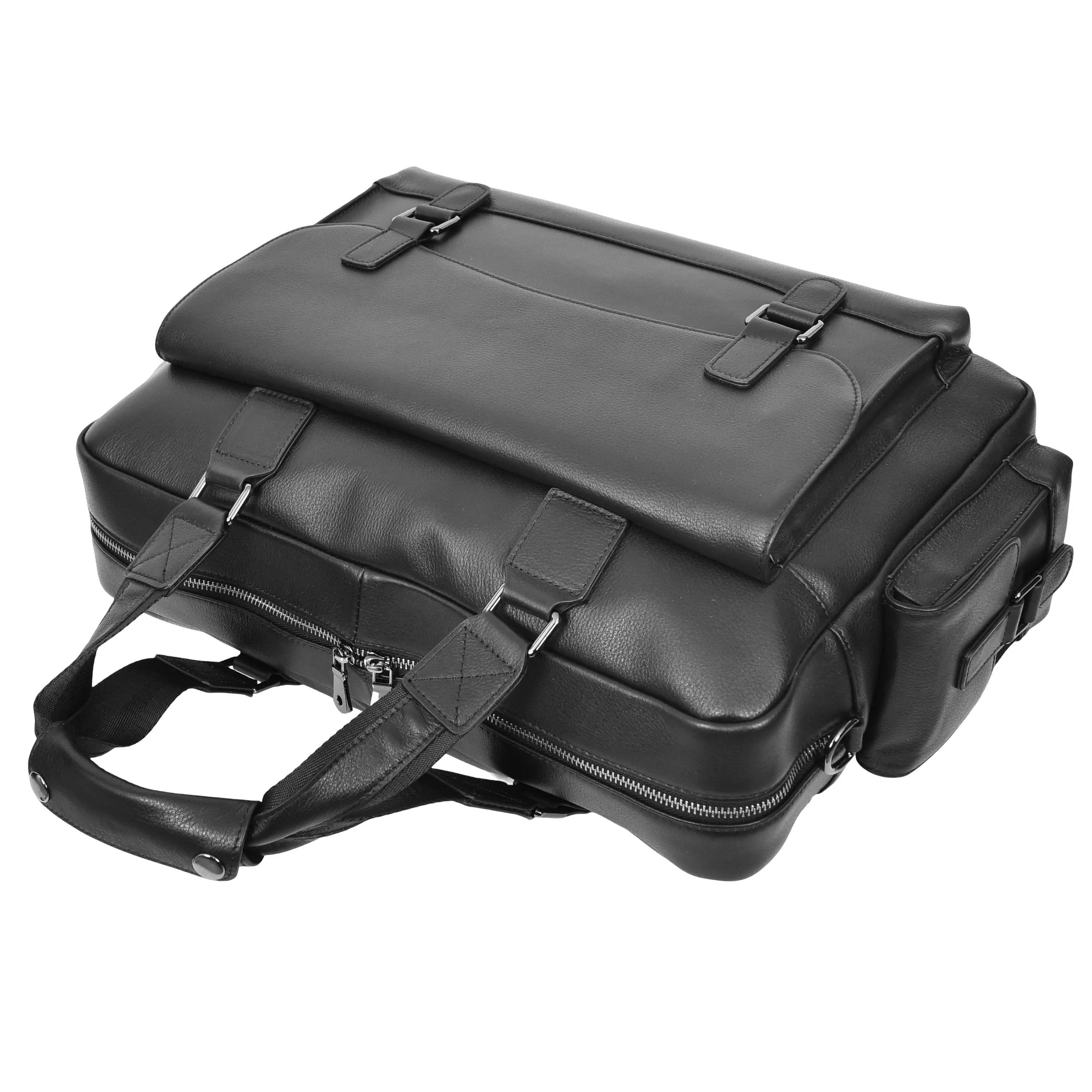 Real Leather Holdall Laptop Section Sports Weekend Travel Duffle Cabin Bag AL05 Black