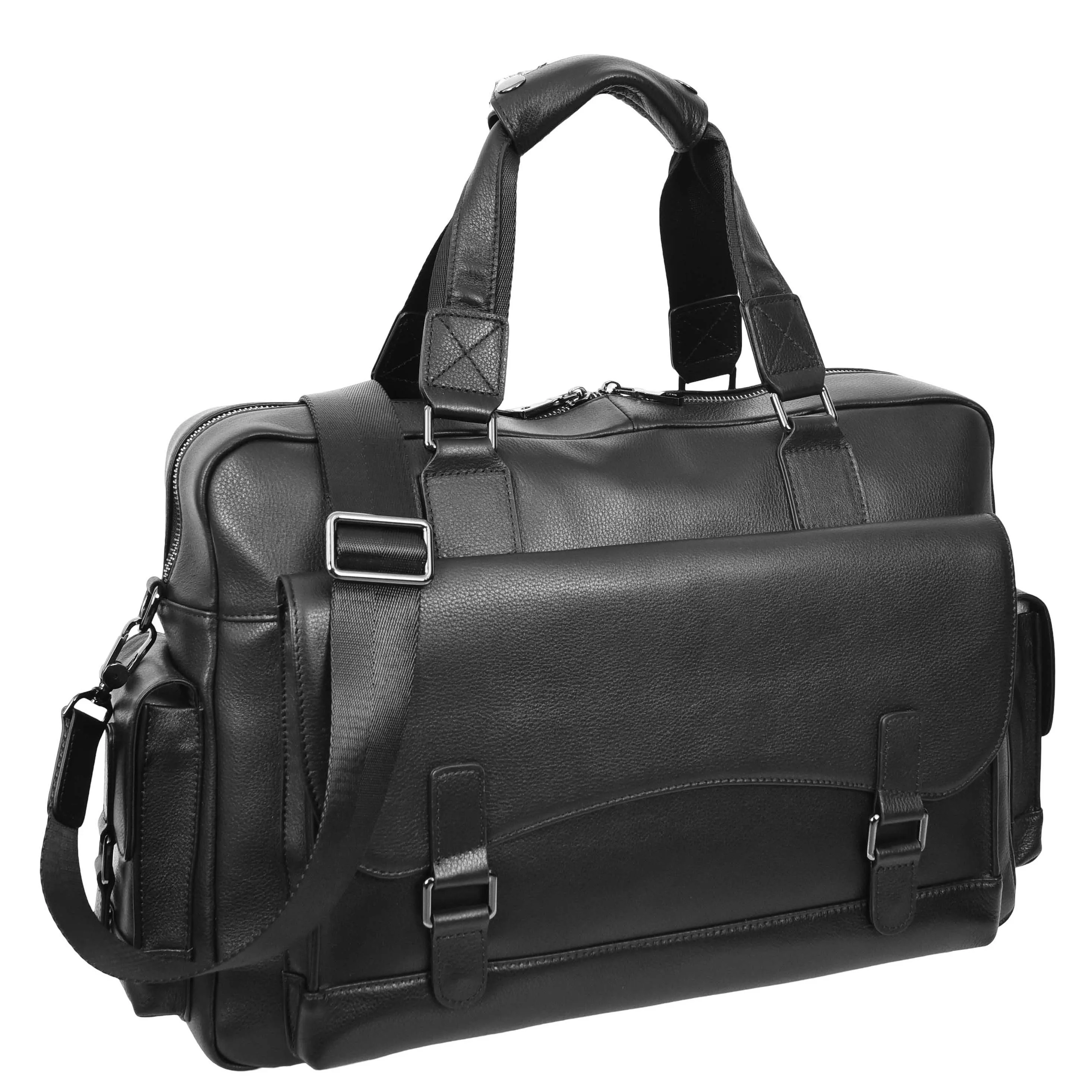 Real Leather Holdall Laptop Section Sports Weekend Travel Duffle Cabin Bag AL05 Black