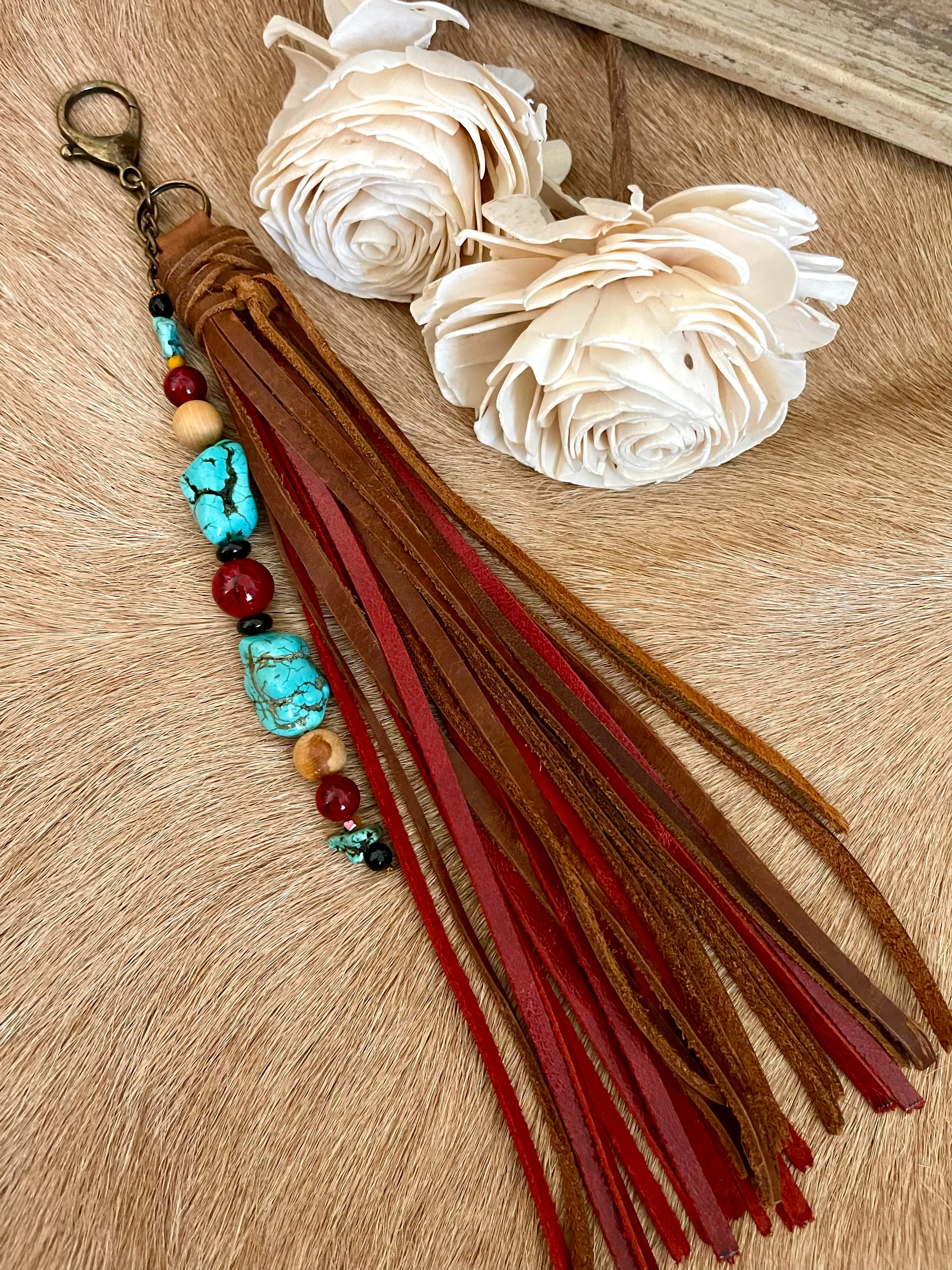 Red & Brown w/Turquoise - Purse Tassel