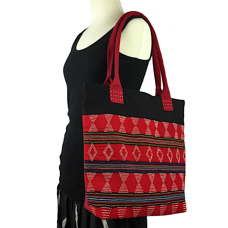 Red and Black Hand Woven & Beaded Bag