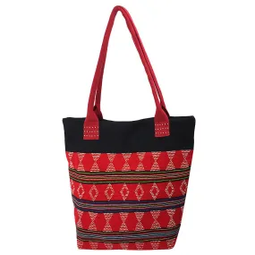 Red and Black Hand Woven & Beaded Bag