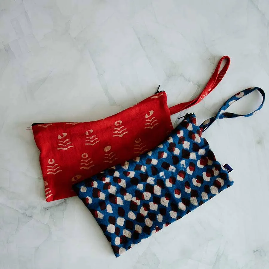 Red Zero Waste Eco Friendly Vegan Clutch Bag | Genda Phool