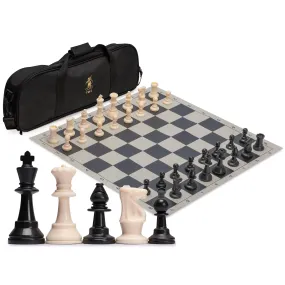 Regulation Tournament Roll-Up Staunton Chess Game Set (19.75-Inch) with Travel Bag - Black