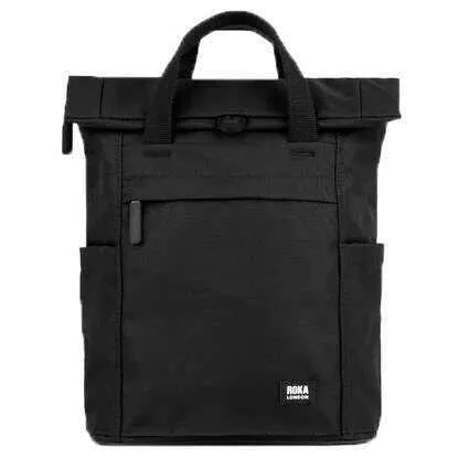 Roka Finchley A All Black Small Recycled Canvas Backpack - Ash Black