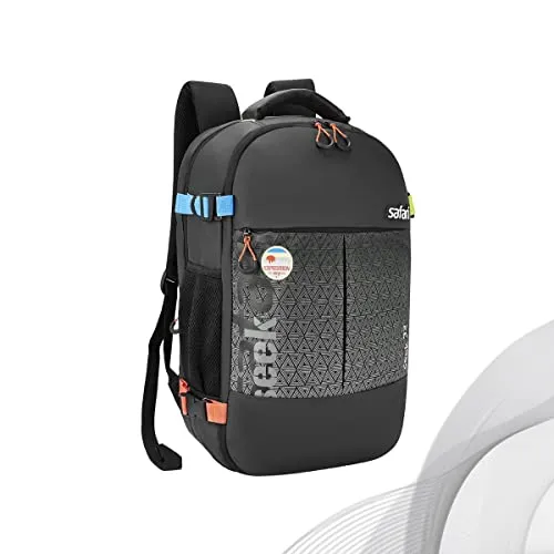 Safari Seek 32 Ltrs Large Overnighter Travel Laptop Backpack, Water Resistant Spacious Bag for Travelling and Camping, All-Purpose Bag for Business & Leisure- Black