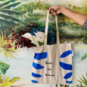 Save the ocean -Hand-painted Tote bag