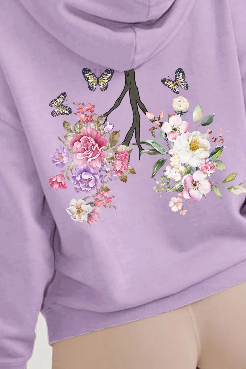 Simply Love Full Size Flower & Butterfly Graphic Hoodie