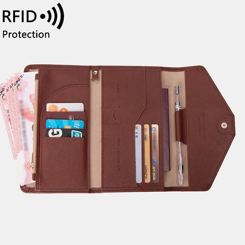 Slim Multifunctional Travel Document Pouch RFID Passport Holder