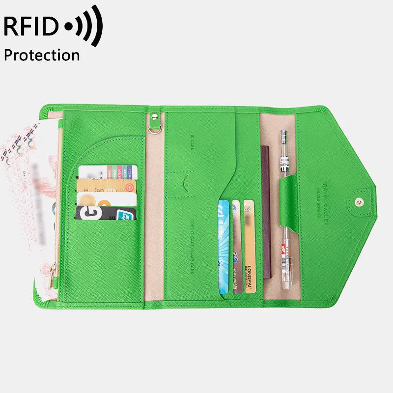 Slim Multifunctional Travel Document Pouch RFID Passport Holder