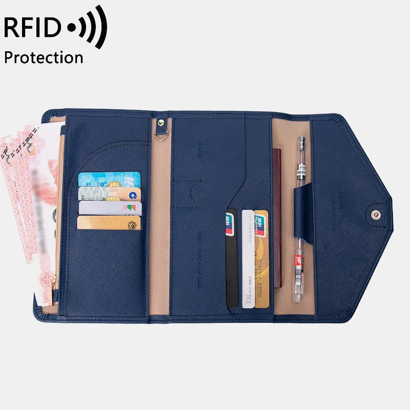 Slim Multifunctional Travel Document Pouch RFID Passport Holder