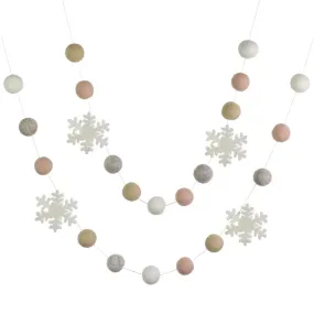 Snowflake Garland- Pink, Tan, Gray, White