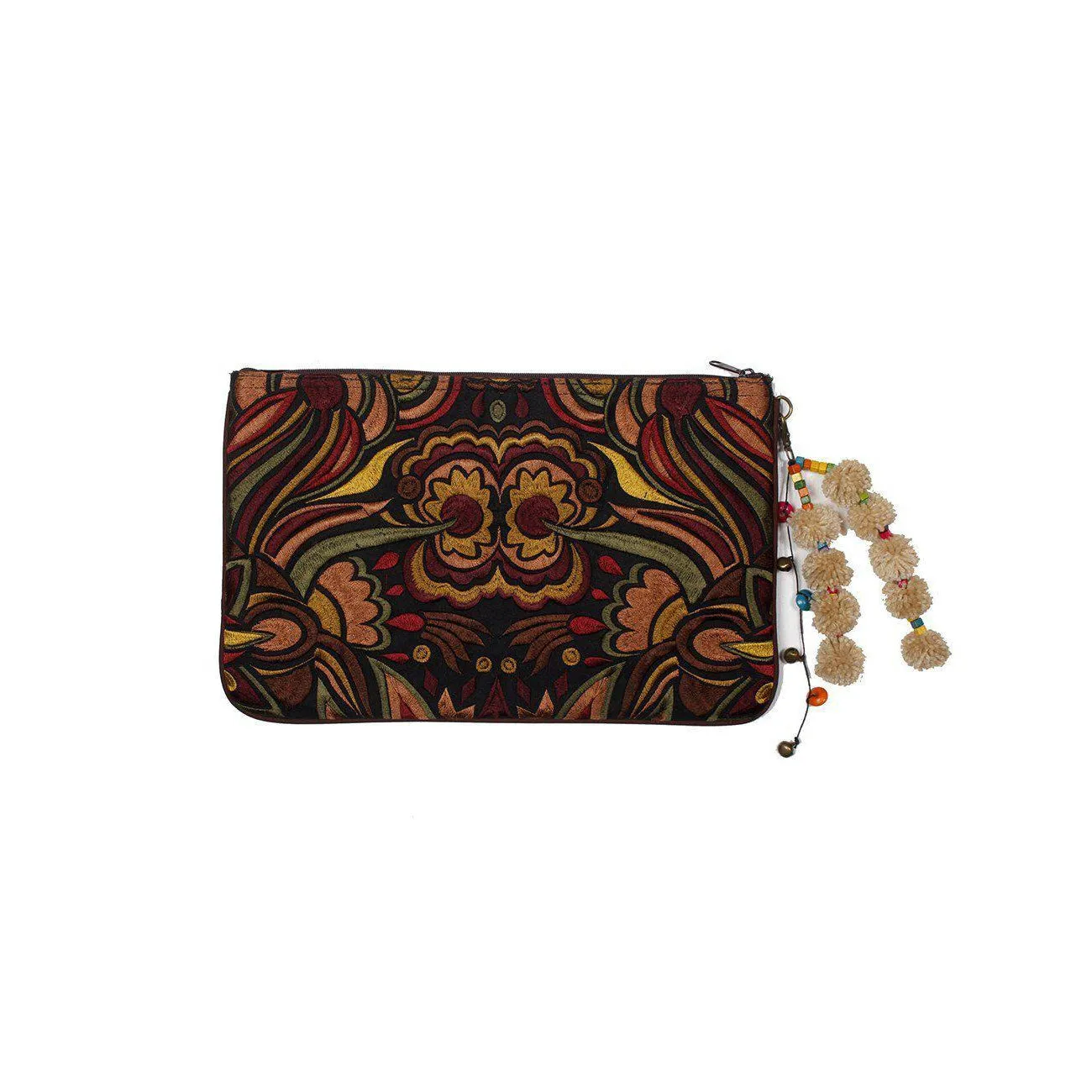 Soila Embroidered Pompom Clutch | iPad Bag - Thailand