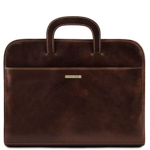 Sorrento Document Leather Briefcase - Dark Brown