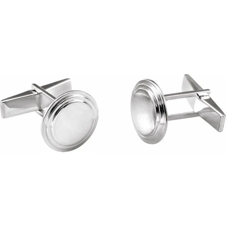 Sterling Silver Posh MommyÂ® Engravable Round Cuff Links