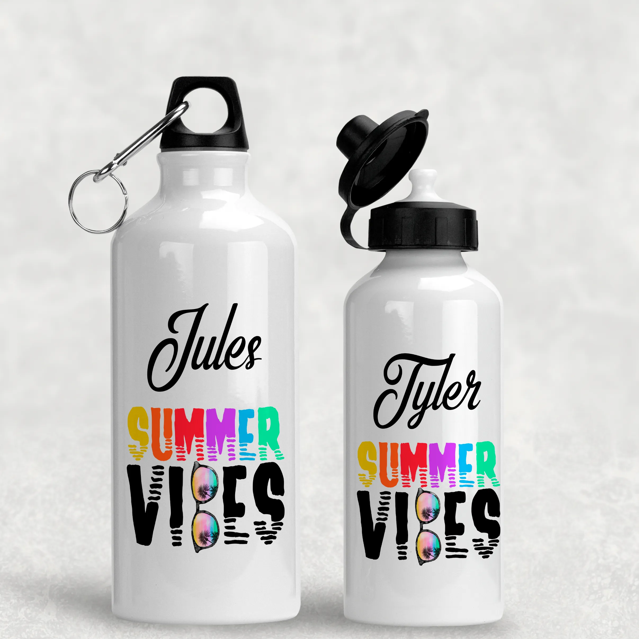 Summer Vibes Personalised Aluminium Water Bottle 400/600ml