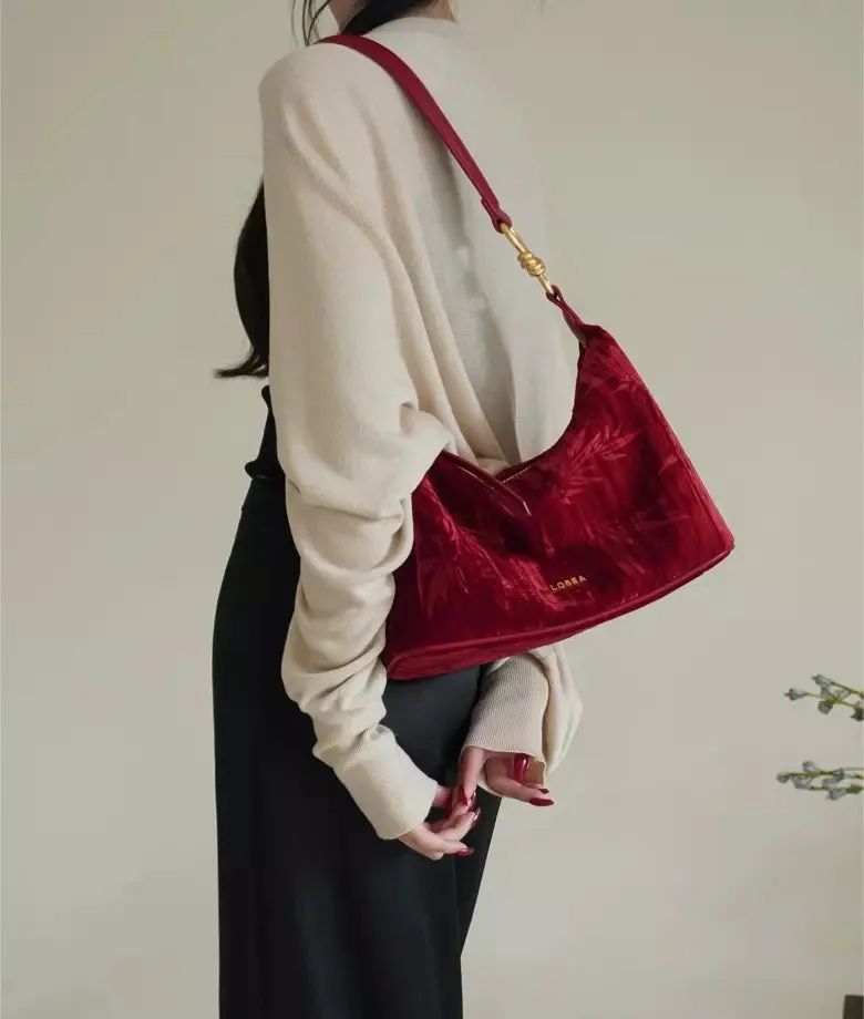 SWAN velvet underarm shoulder bag