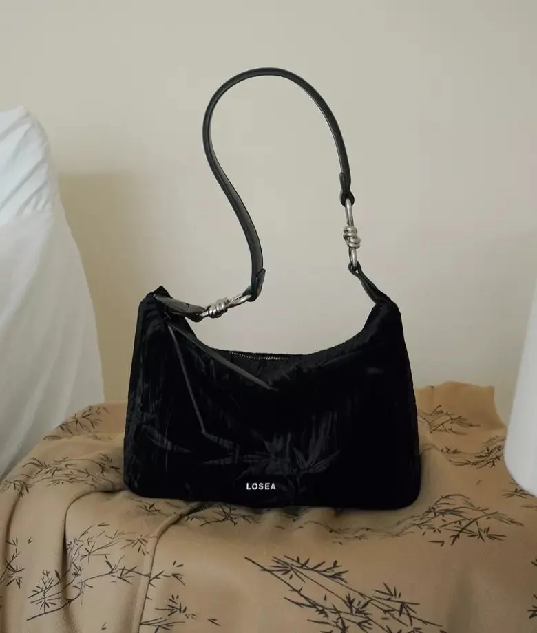 SWAN velvet underarm shoulder bag