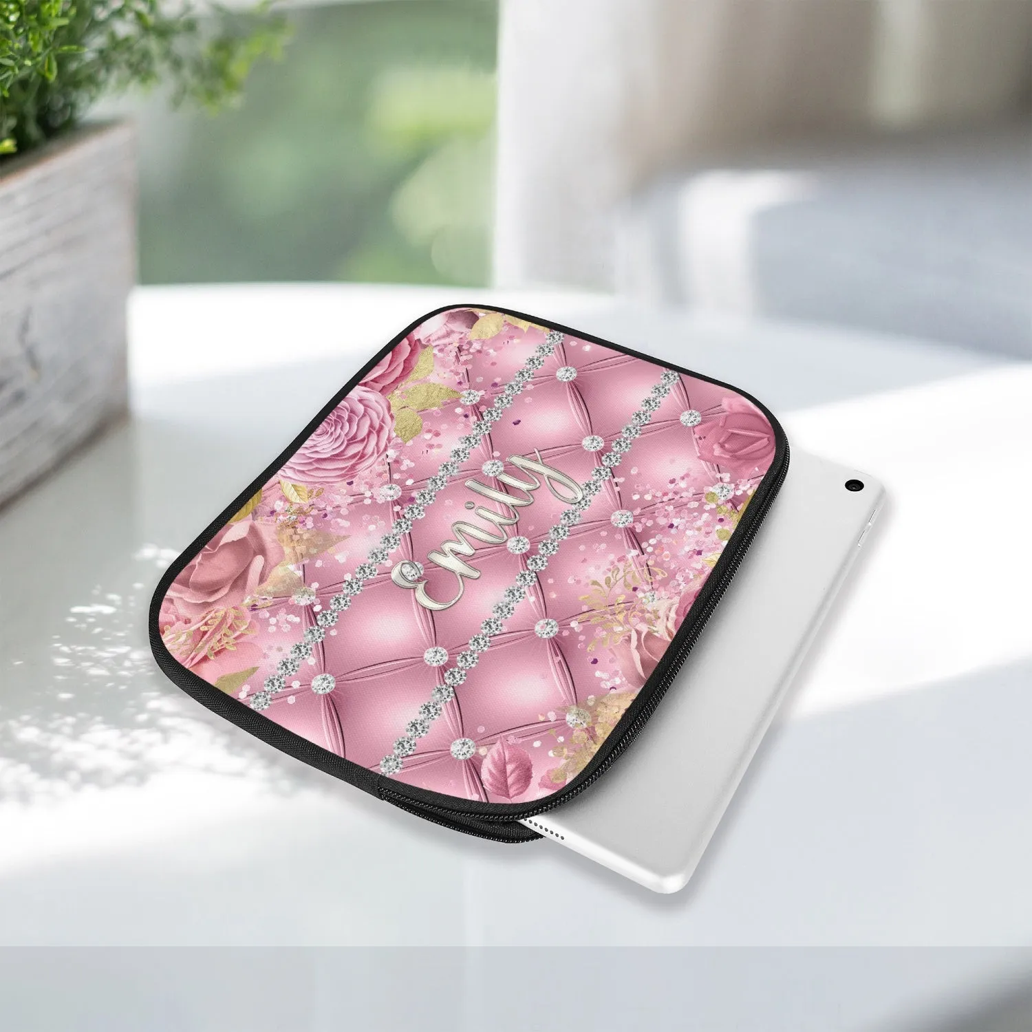 Tablet Sleeve - Pink Floral - Personalised