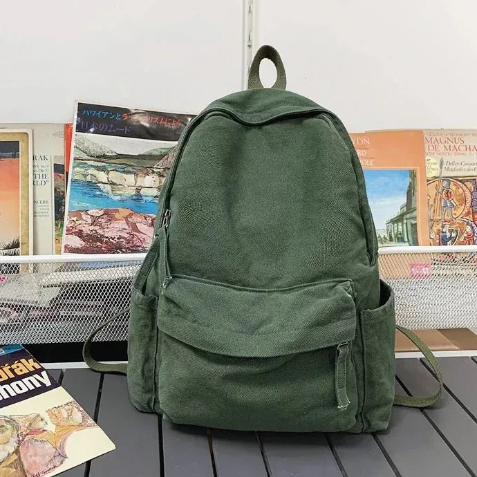 TAVIMART  -  Canvas Big Capacity College School Laptop Backpack Youth Grunge Y2K 90s Fashion Textile Fabric Cloth Travel Kawaii Knapsack Bag