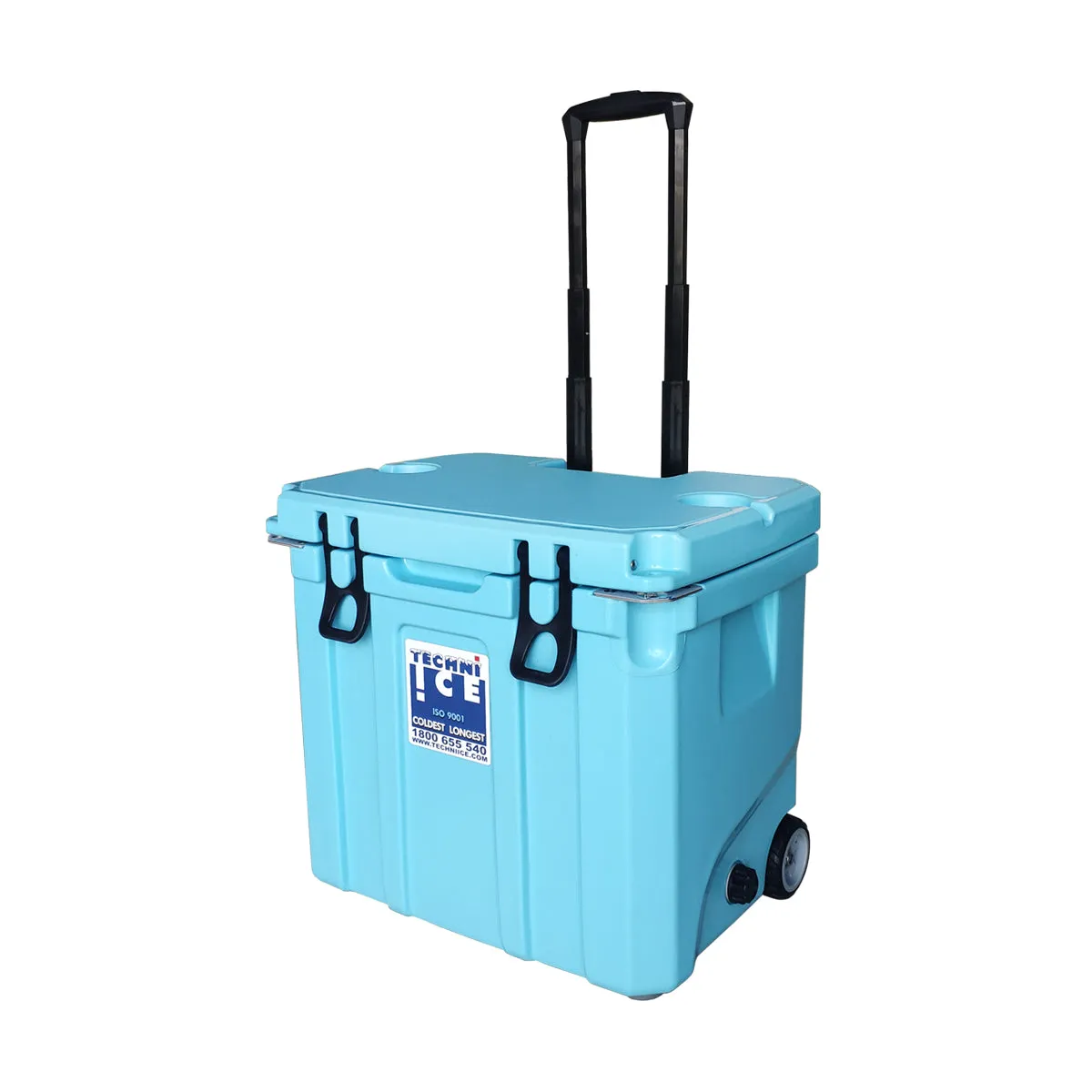 Techni Ice Signature Hybrid Premium Ice Box 35L Light Blue Wheels with Wheels & Telescopic Travel Handle *Preorder FOR MID-LATE NOVEMBER DISPATCH *FREE 6 REUSABLE DRY ICE PACKS VALUES $32.95