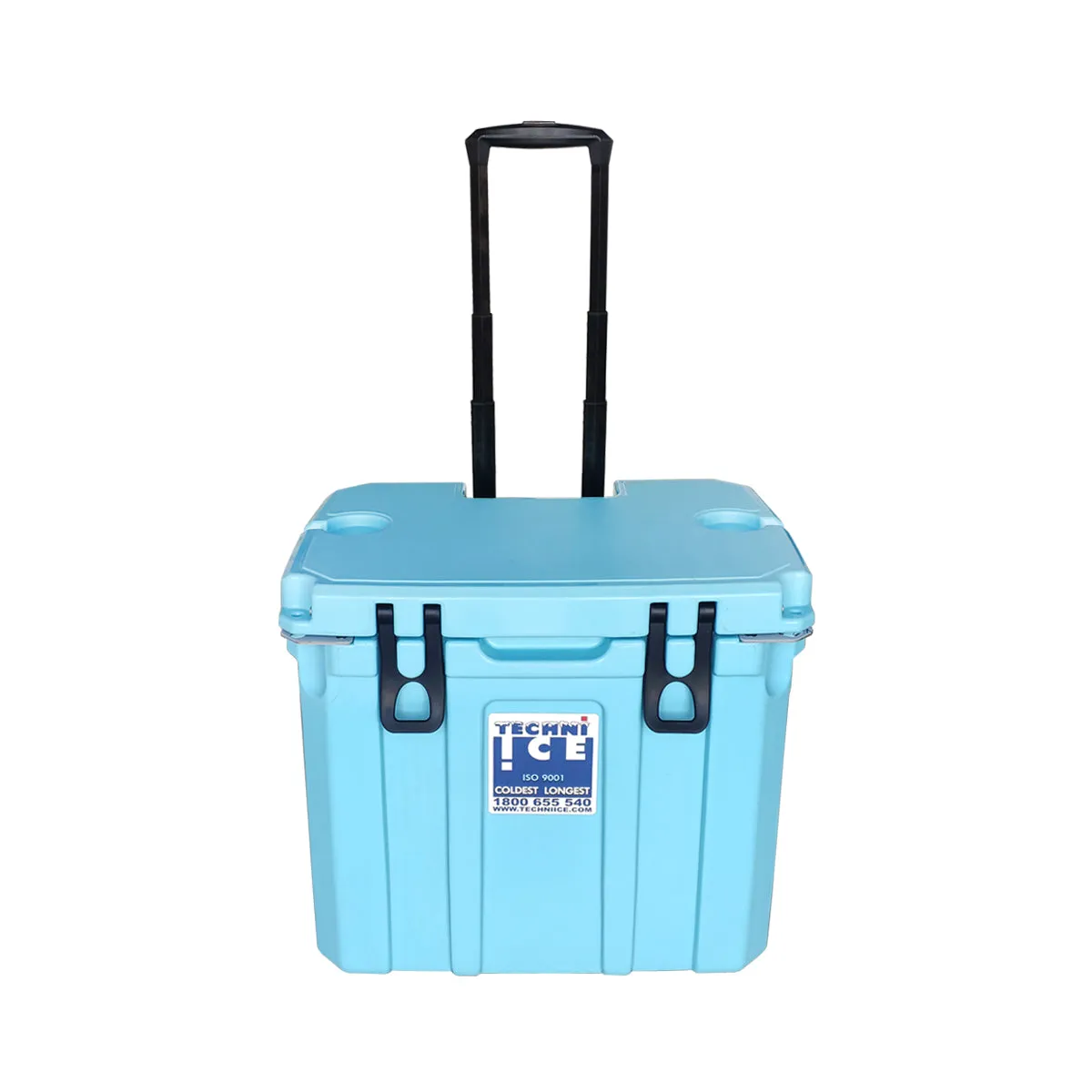 Techni Ice Signature Hybrid Premium Ice Box 35L Light Blue Wheels with Wheels & Telescopic Travel Handle *Preorder FOR MID-LATE NOVEMBER DISPATCH *FREE 6 REUSABLE DRY ICE PACKS VALUES $32.95