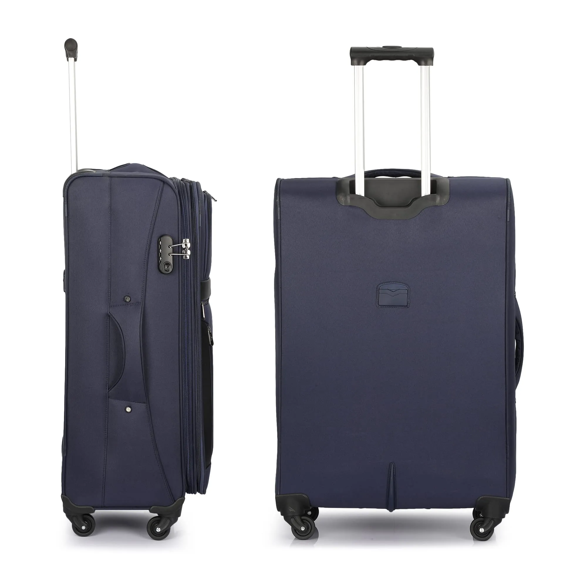 THE CLOWNFISH Combo of 2 Faramund Series Luggage Polyester Softsided Suitcases Four Wheel Trolley Bags - Navy Blue (76 cm, 68 cm)