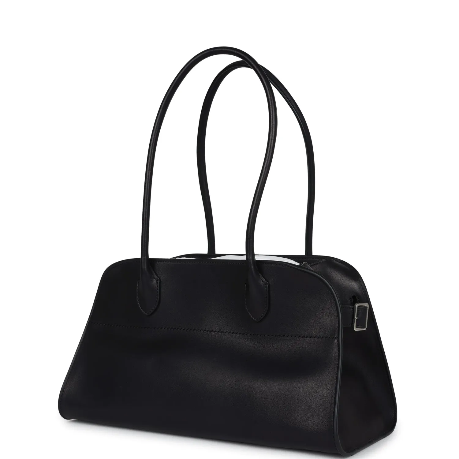 The Row Shoulder Margaux 12 Bag Black Saddle Silver Hardware