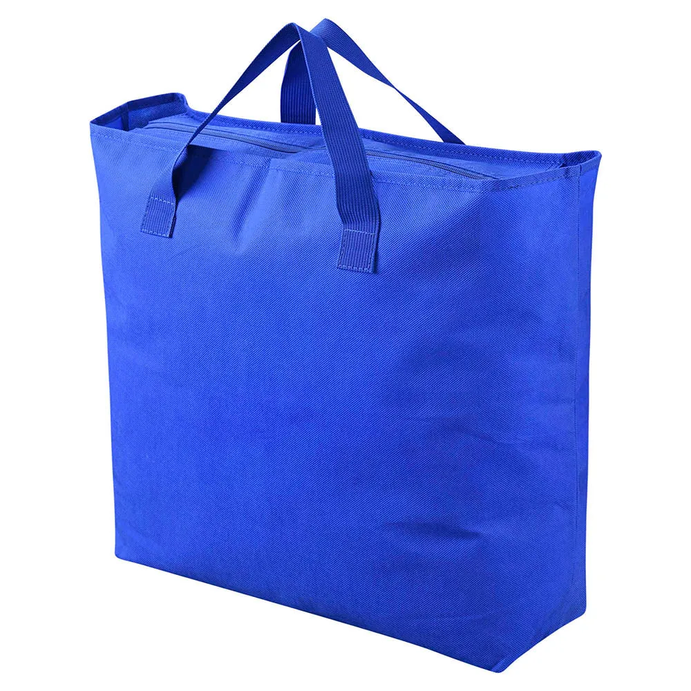 TheLAShop Reusable Grocery Bag with Zipper & Handles Blue Polyester Tote