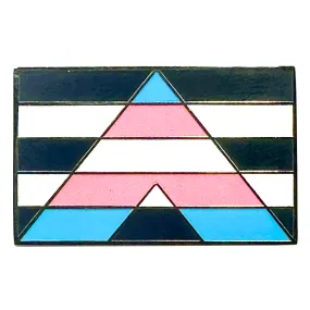 Trans Ally Flag Silver Metal Rectangle Lapel Pin Badge