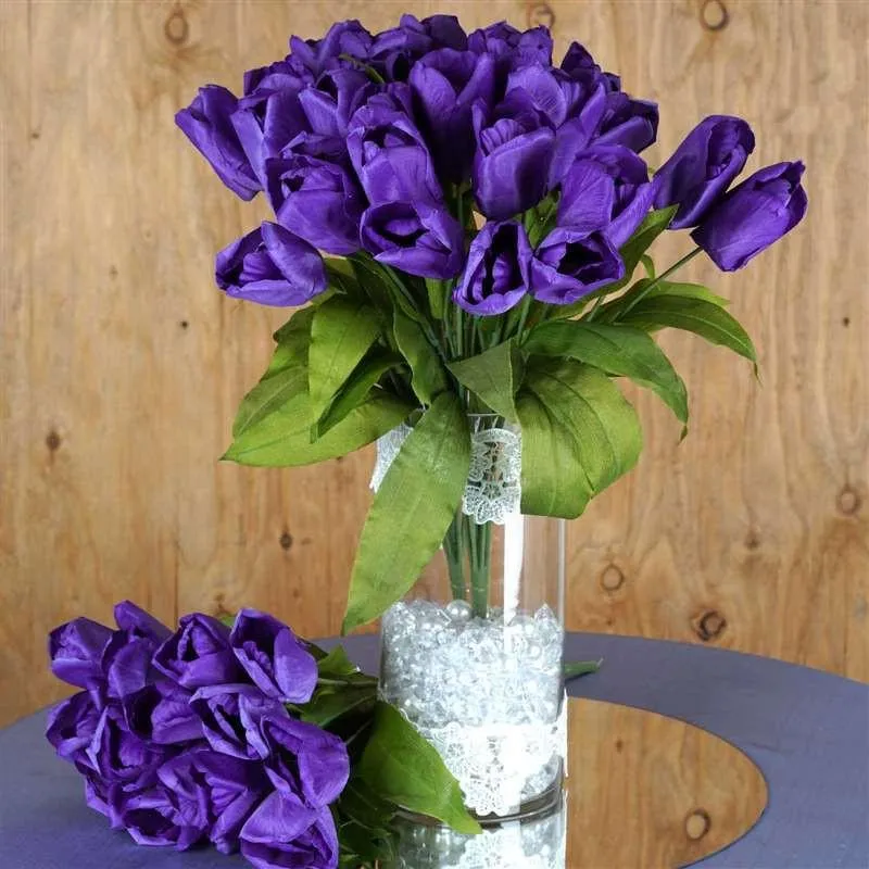 Tulip Bush Artificial Silk Flowers - Purple