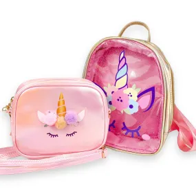 Unicorn Purse & Backpack set Gold/Pink