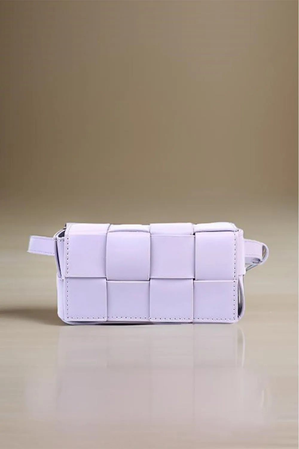 Vegan Leather Woven Crossbody Waist Bag