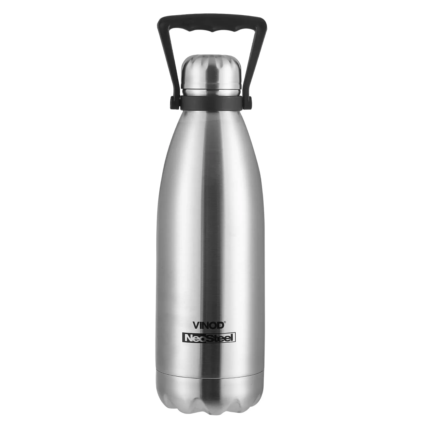 Vinod Classic 24 Hours Hot and Cold Flask Bottle with Copper Coating Inside and Fabricated 18/8 Stainless Steel Outside with Handle | Stainless Steel Water Bottle for Daily Use - 1.8 litres (Silver)