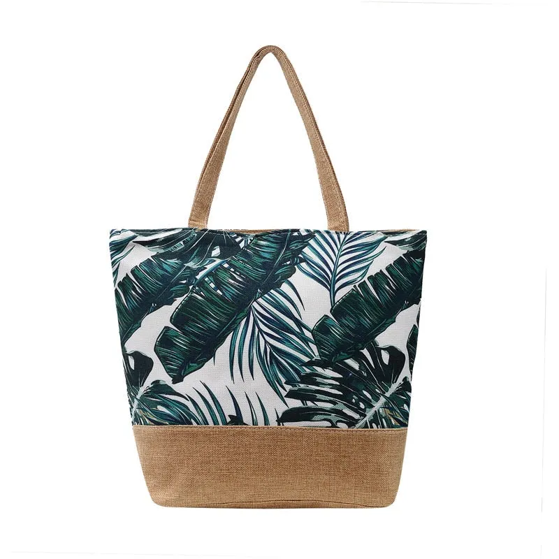 Wenkouban  Fashion Folding Women Big Size Handbag Tote Ladies Casual Flower Printing Canvas Graffiti Shoulder Bag Beach Bolsa Feminina