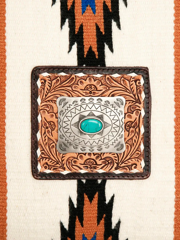 White & Turquoise Blanket Saddle Aztec Purse