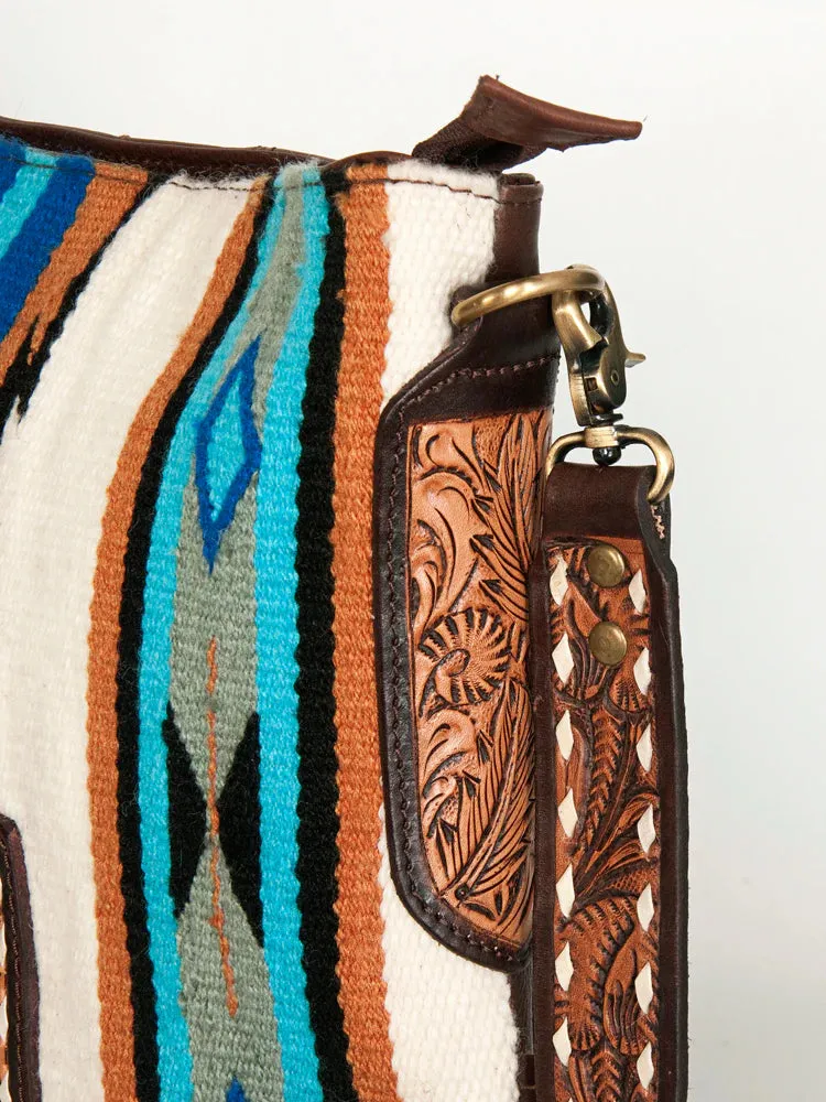 White & Turquoise Blanket Saddle Aztec Purse