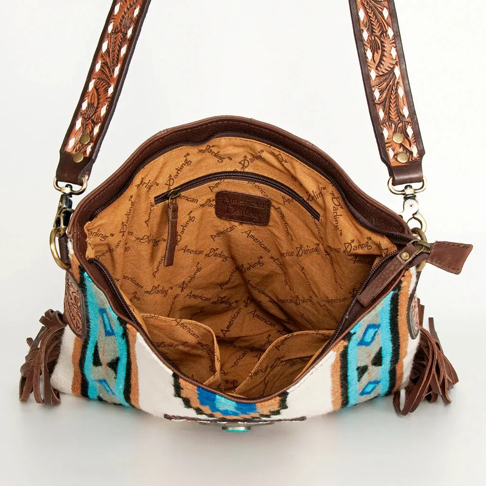 White & Turquoise Blanket Saddle Aztec Purse