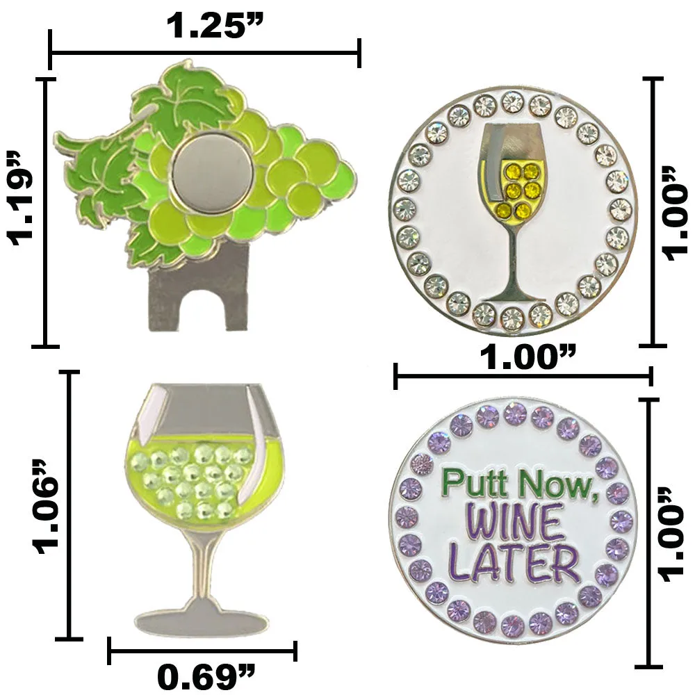 White Wine Golf Ball Marker Pack